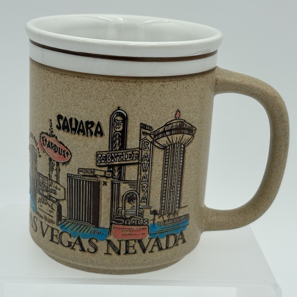 VTG Las Vegas Souvenir Mug Casinos Hotels Landmarks The Strip 60s 70s‎ Retro